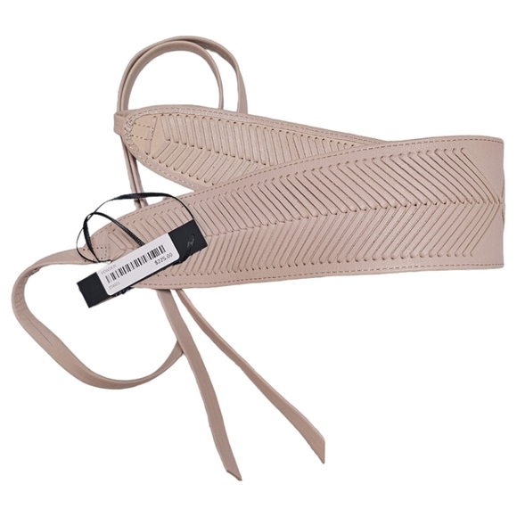 NWT B-Low The Belt Genuine Leather Kai Wrap Belt In Nude Beige OS Neutral Woven - Picture 3 of 9